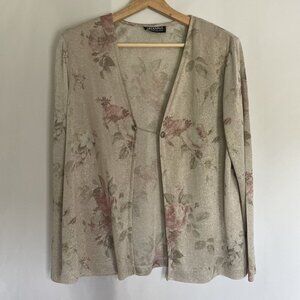 Arianna by Rachel Kaye vintage grandma style padded shoulders floral cardigan